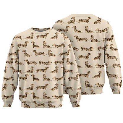 Leopard Print Pattern Cozy Polo, Dachshund Sweatshirt, T Shirts For Dachshunds