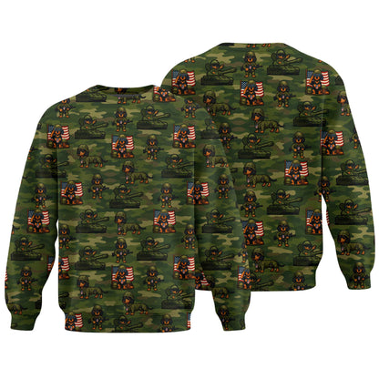 Military Camo Soldier Pattern Polo, Dachshund Shirt, Wiener Dog T Shirt