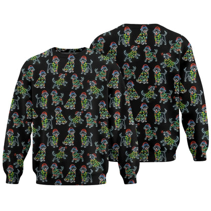 Colorful Neon Labrador Santa Christmas Black Polo, Christmas Labrador T Shirt, Labrador Dog Shirt