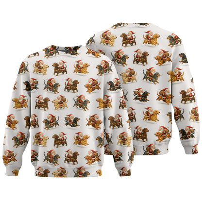 Santa Riding Cute  Dachshund Holiday Tee, Dachshund T Shirt, Wiener Dog T Shirt