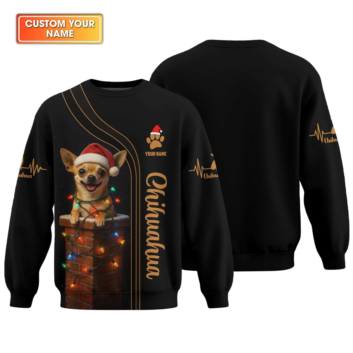 Custom Name Santa Hat Chihuahua, Christmas Chihuahua Hoodie, Chihuahua T Shirt, Funny Cool Chihuahua Shirt