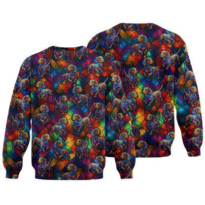 Vibrant Mosaic Dachshund Shirt, Colorful Glass Art Dog Design, Dachshund T Shirt, Wiener Dog T Shirt