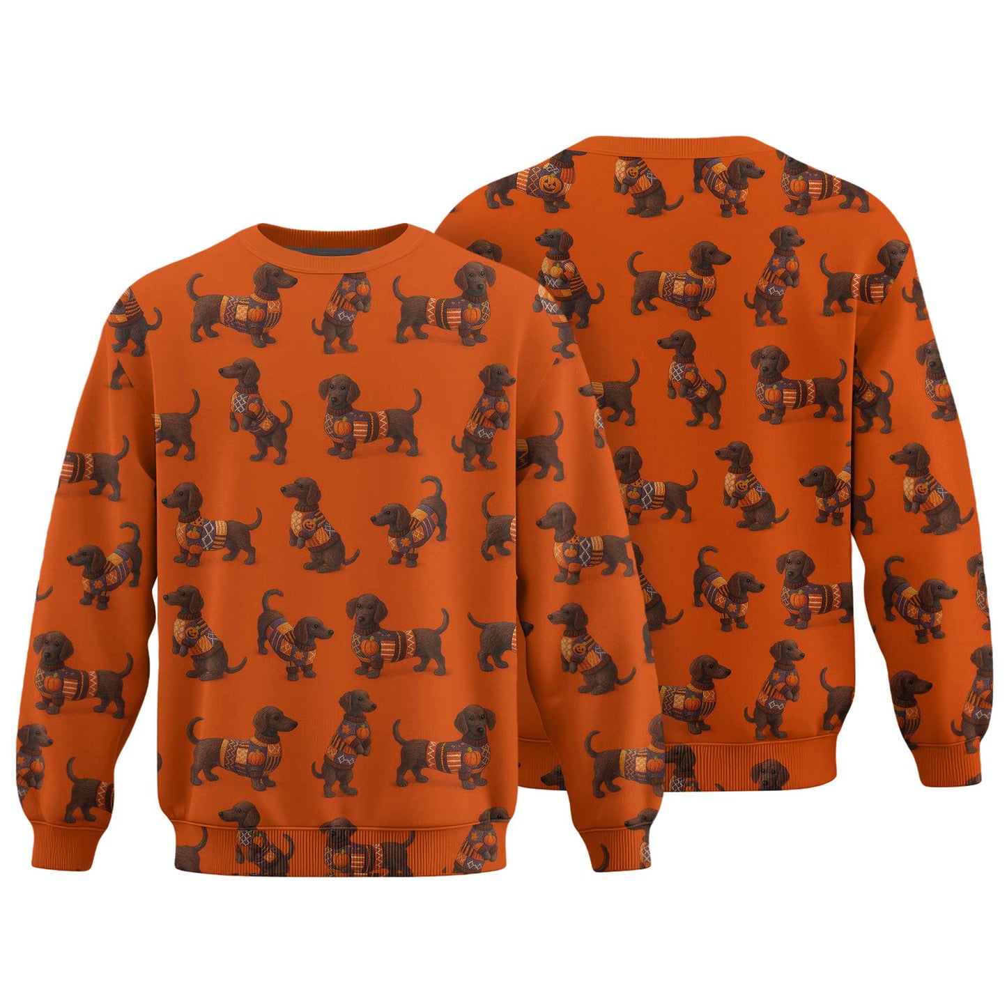 Dachshund Pattern Orange Shirt - Dachshund Christmas Shirt, Weiner Dog Tee, Pattern Polos For Spooky Season