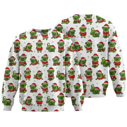 Grinch Pug Christmas White Hoodie, Funny Pug Shirt,  Pugrinch Pattern Shirts
