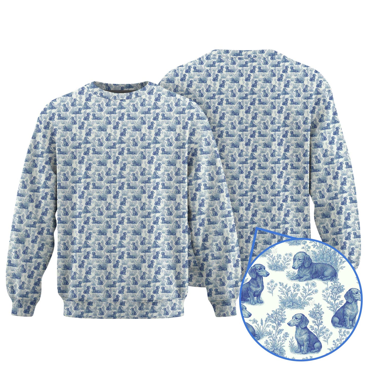 Blue Pattern Shirt - Dachshund Christmas Shirt, Weiner Dog Tee, Pattern Polos For Spooky Season