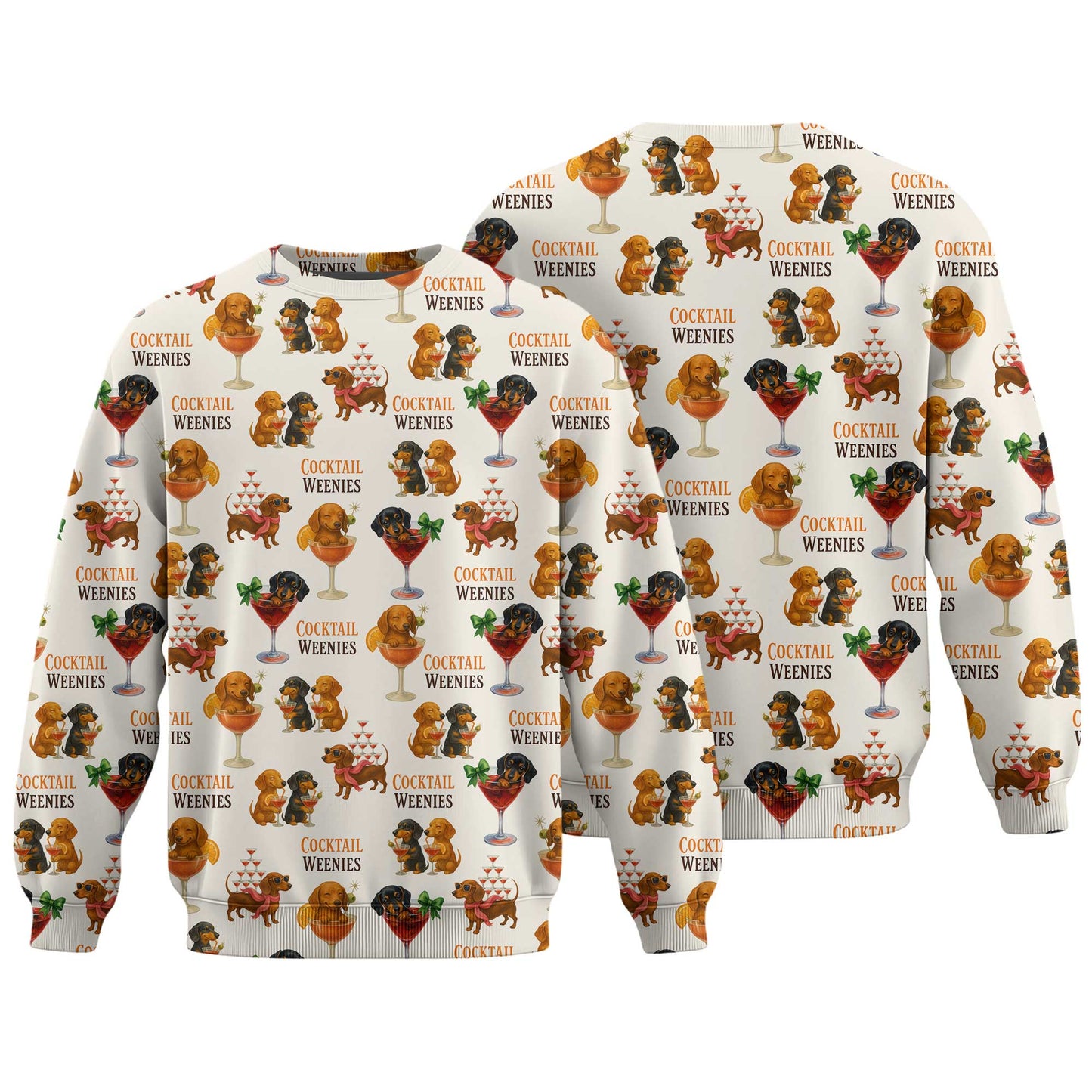 Funny Cocktail Weenies Pattern Polo, Dachshund Shirt, Wiener Dog T Shirt