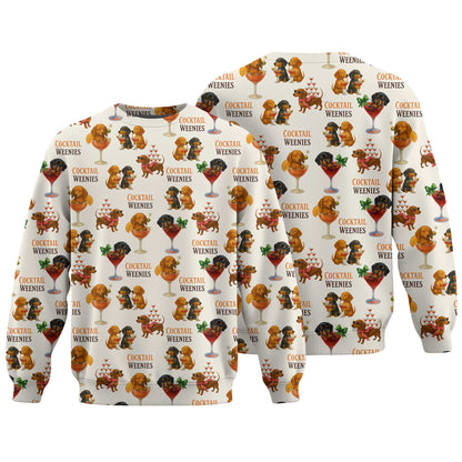 Funny Cocktail Weenies Pattern Polo, Dachshund Shirt, Wiener Dog T Shirt