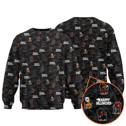 Dachshund Halloween Shirt, Funny Weiner Dog Shirts, Pattern Polos For Spooky Season