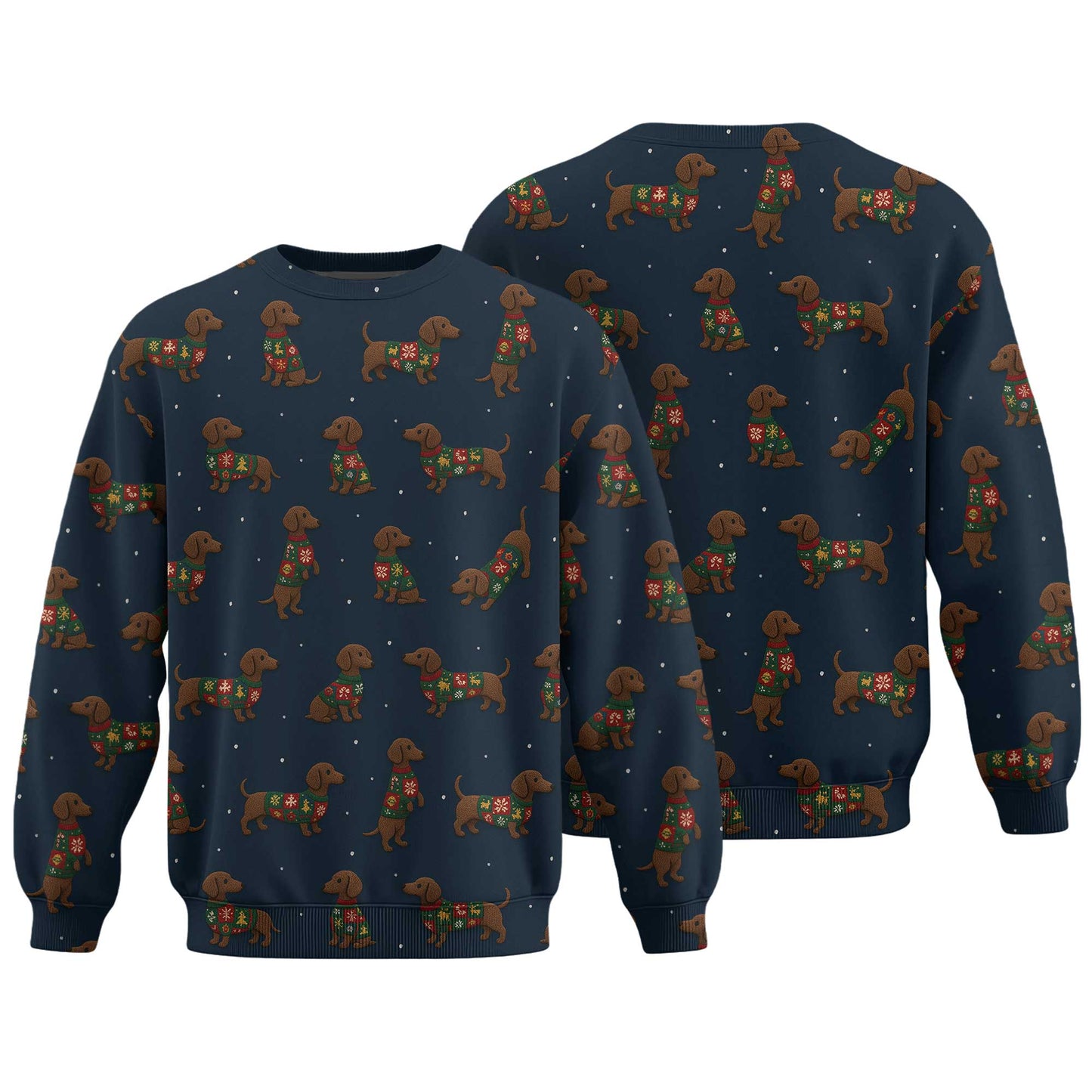 Snowflake Pattern Polos Christmas, Dachshund Christmas Shirt, Weiner Dog Shirts