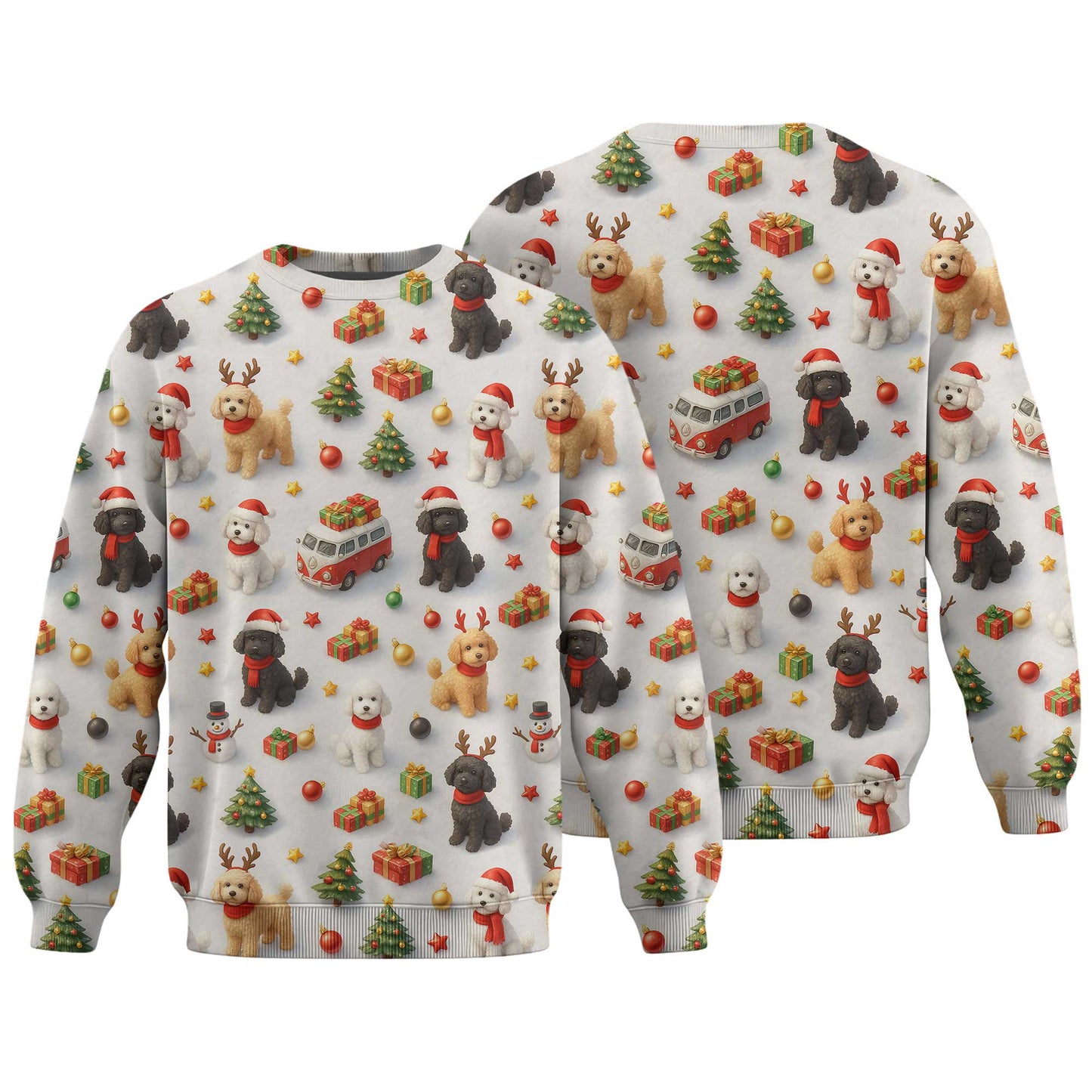 Cute Happy Poodle Pattern Polo For Christmas Season, Funny Poodle Shirt, Poodle T Shirt