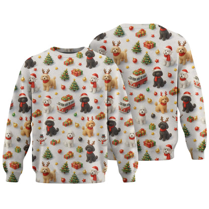 Cute Happy Poodle Pattern Polo For Christmas Season, Funny Poodle Shirt, Poodle T Shirt