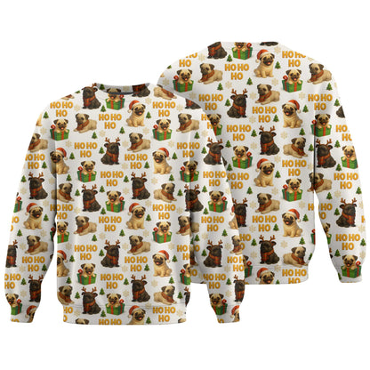 Cute Pug Santa Ho Ho Ho  Pattern Pug Polo, Funny Pug Shirt, Pug T Shirt
