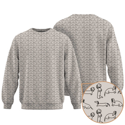 Dachshund T Shirt, Minimal Line Art Dachshund Pattern Polo, Wiener Dog T Shirt