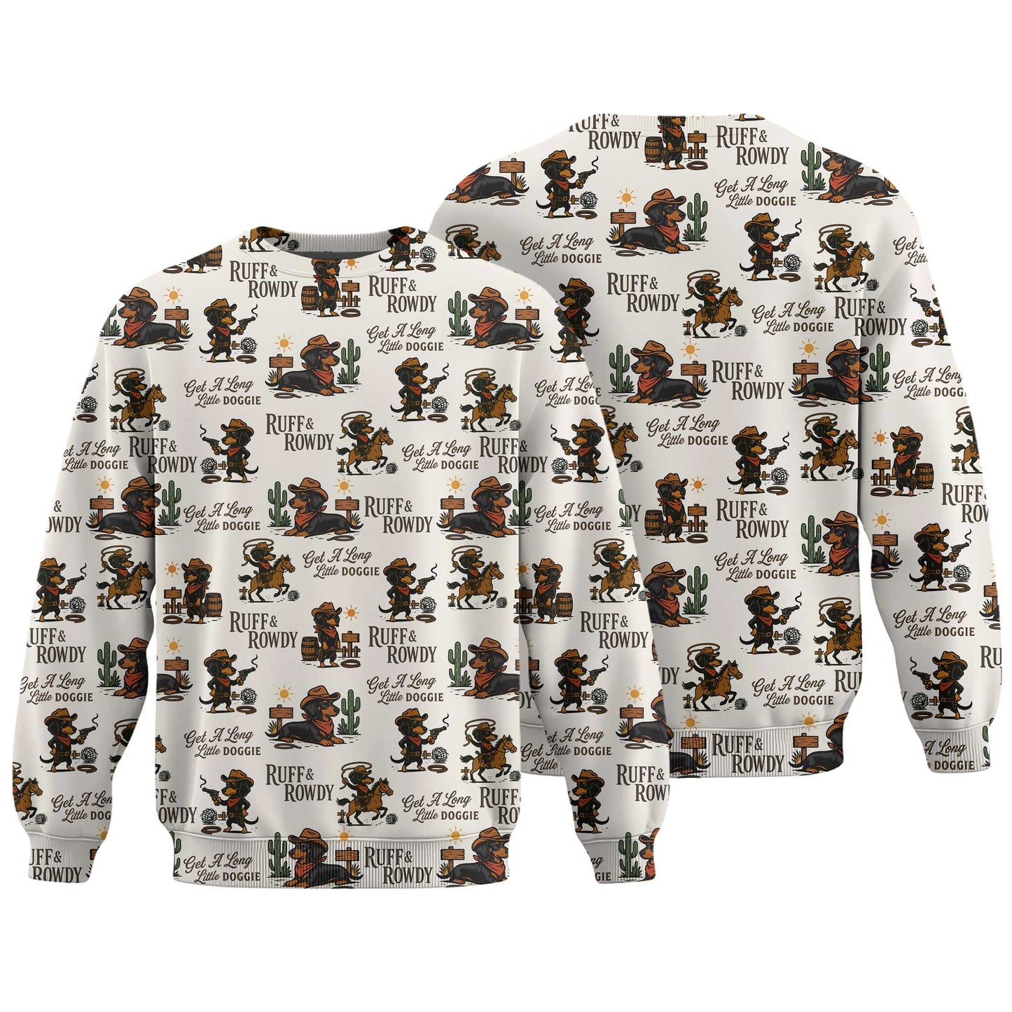 Get A Long Little Doggie Vintage Dachshund Shirt, Western Cowboy Dachshund Pattern Polo, Dachshund T Shirt, Wiener Dog T Shirt