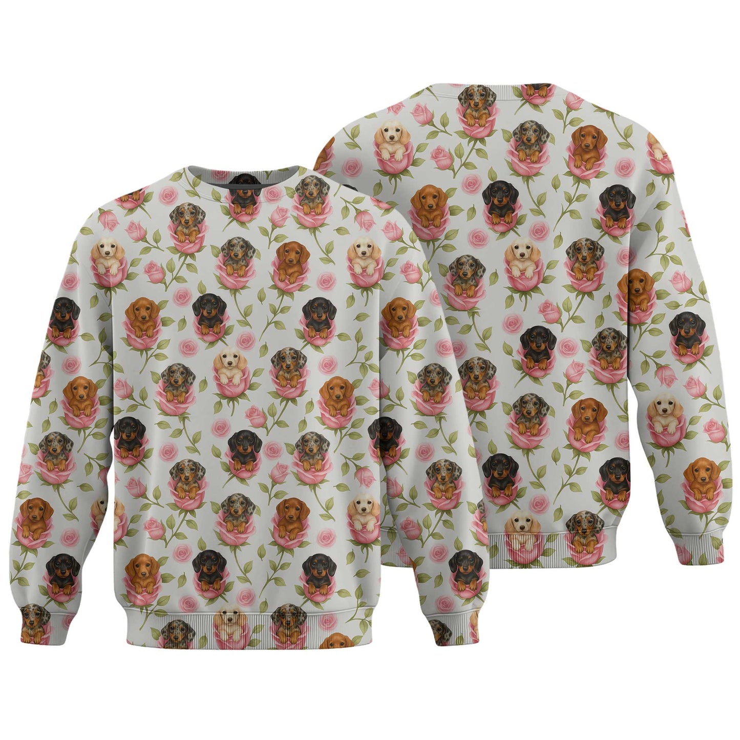Wiener Dogs Tee Shirts, Dachshund T Shirt, Pink Rose Puppy Flower Shirt