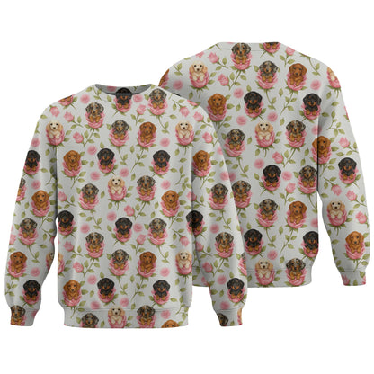 Wiener Dogs Tee Shirts, Dachshund T Shirt, Pink Rose Puppy Flower Shirt
