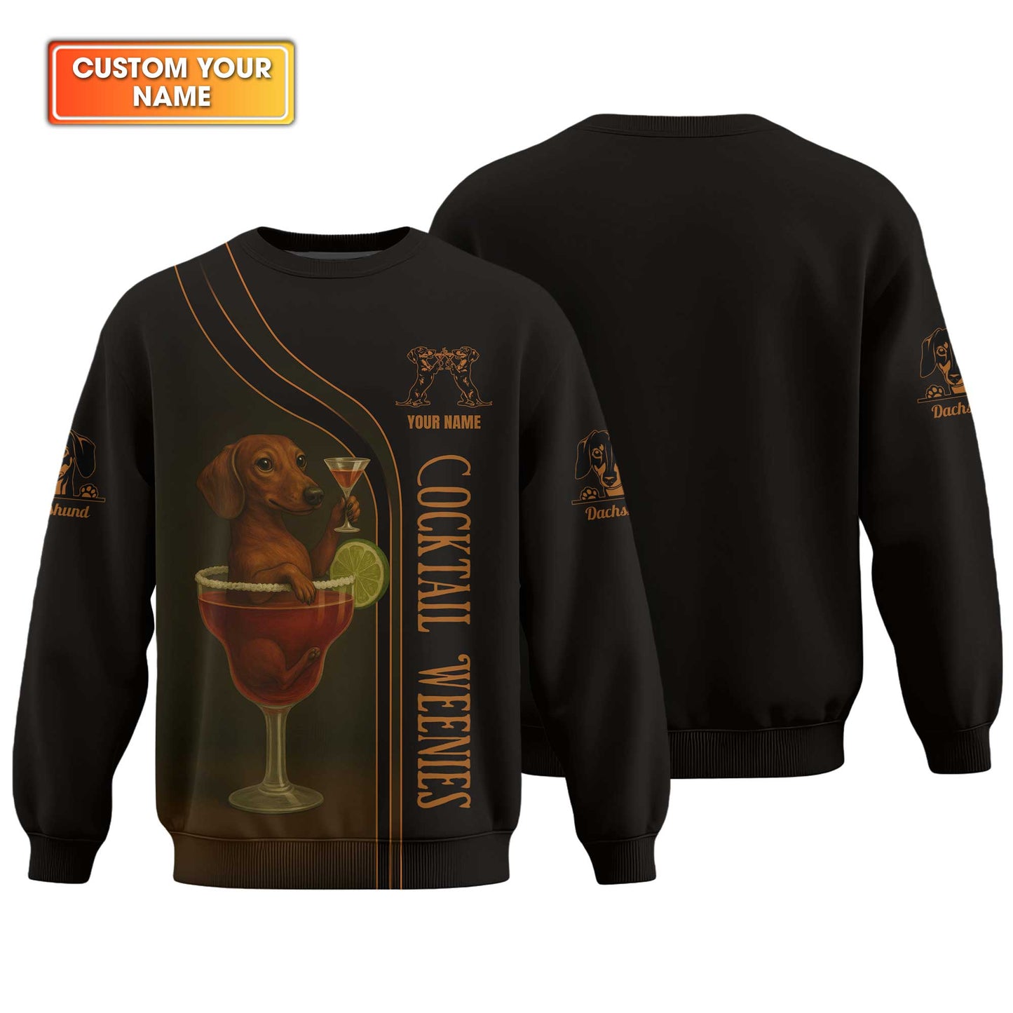 Dachshund Shirt, Funny Dog Cocktail Weenies, Weiner Dog Shirts, Dachshund Sitting In Cocktail Glass With Martini