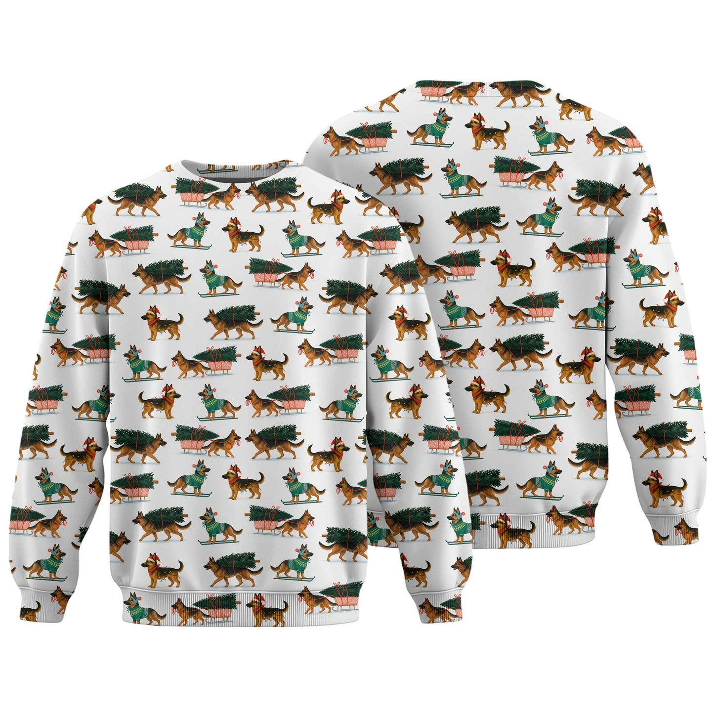 Festive Holiday Shepherd Santa Pattern Polo, Funny German Shepherd Shirt, German Shepherd T Shirt