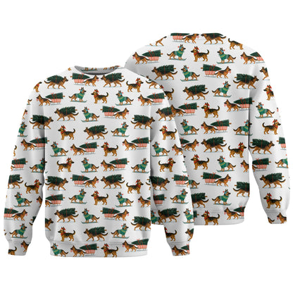 Festive Holiday Shepherd Santa Pattern Polo, Funny German Shepherd Shirt, German Shepherd T Shirt