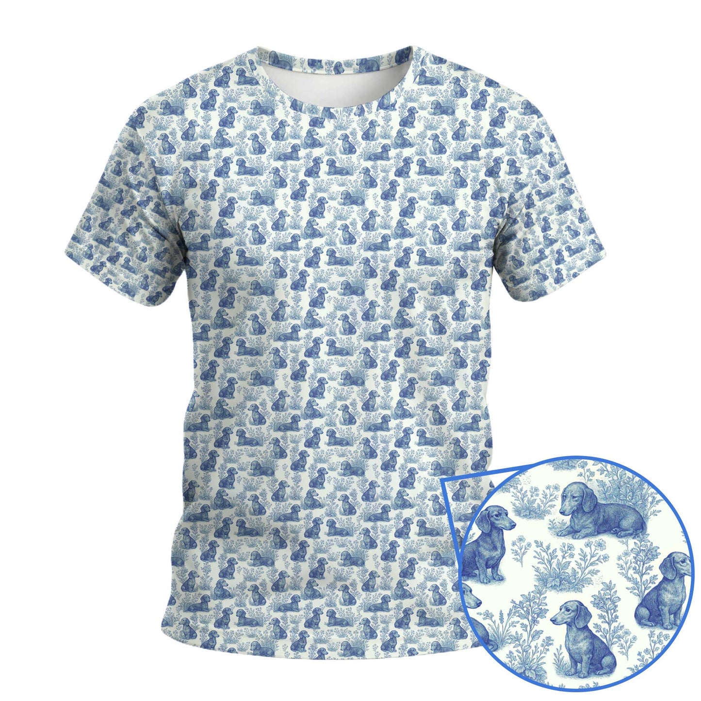 Blue Pattern Shirt - Dachshund Christmas Shirt, Weiner Dog Tee, Pattern Polos For Spooky Season