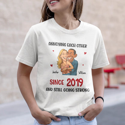 Couple Annoying Each Other Funny Cartoon - Personalized T-Shirt