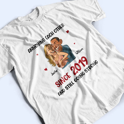 Couple Annoying Each Other Funny Cartoon - Personalized T-Shirt