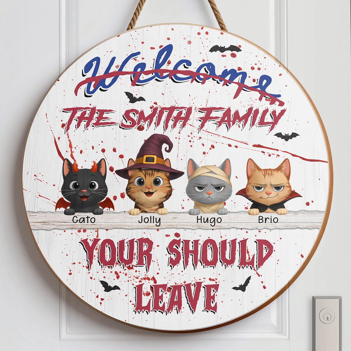Halloween Horror - You Should Leave - Personalized Wood Sign