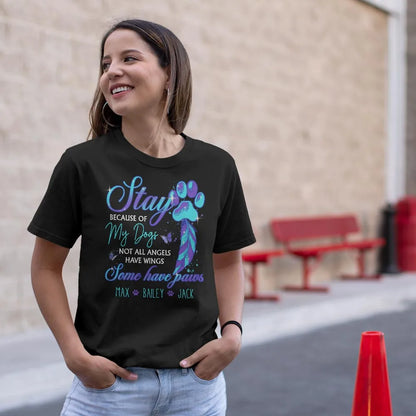 Stay My Dog Saved Me - Suicide Prevention Month Mental Health - Personalized T-Shirt