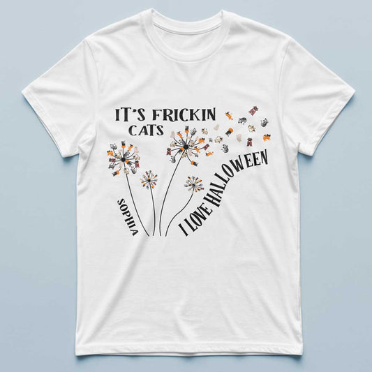It's Frickin Cats I Love Halloween - Funny Halloween Cat Tee - Personalized T-Shirt