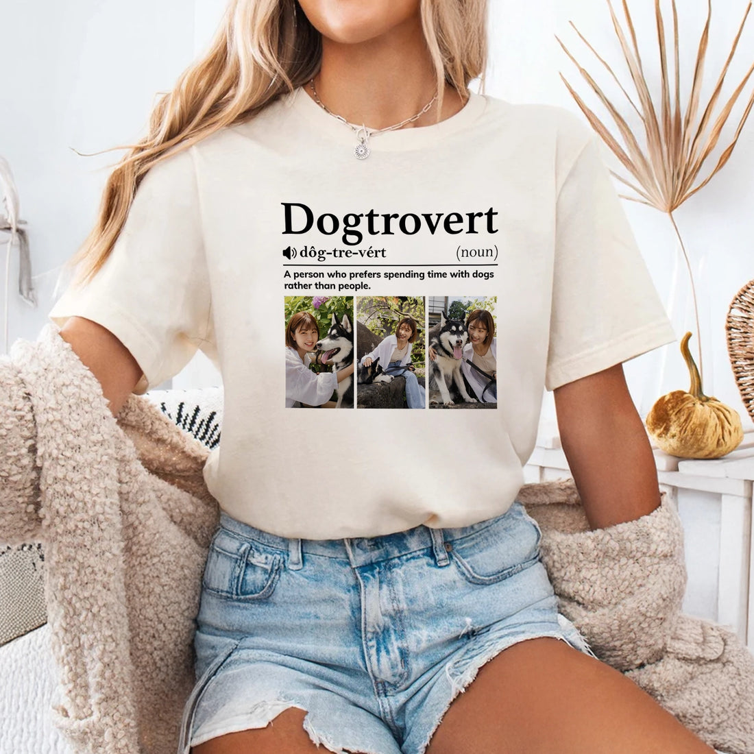Dogtrovert Definition - Custom Photo Funny Gift For Dog Lovers - Personalized T-Shirt