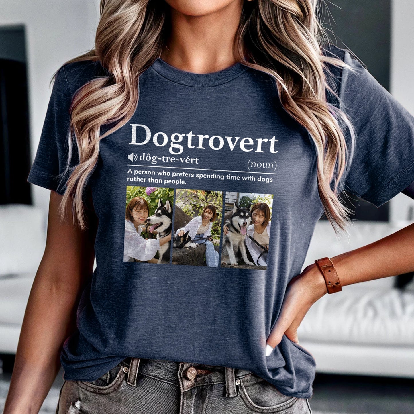 Dogtrovert Definition - Custom Photo Funny Gift For Dog Lovers - Personalized T-Shirt