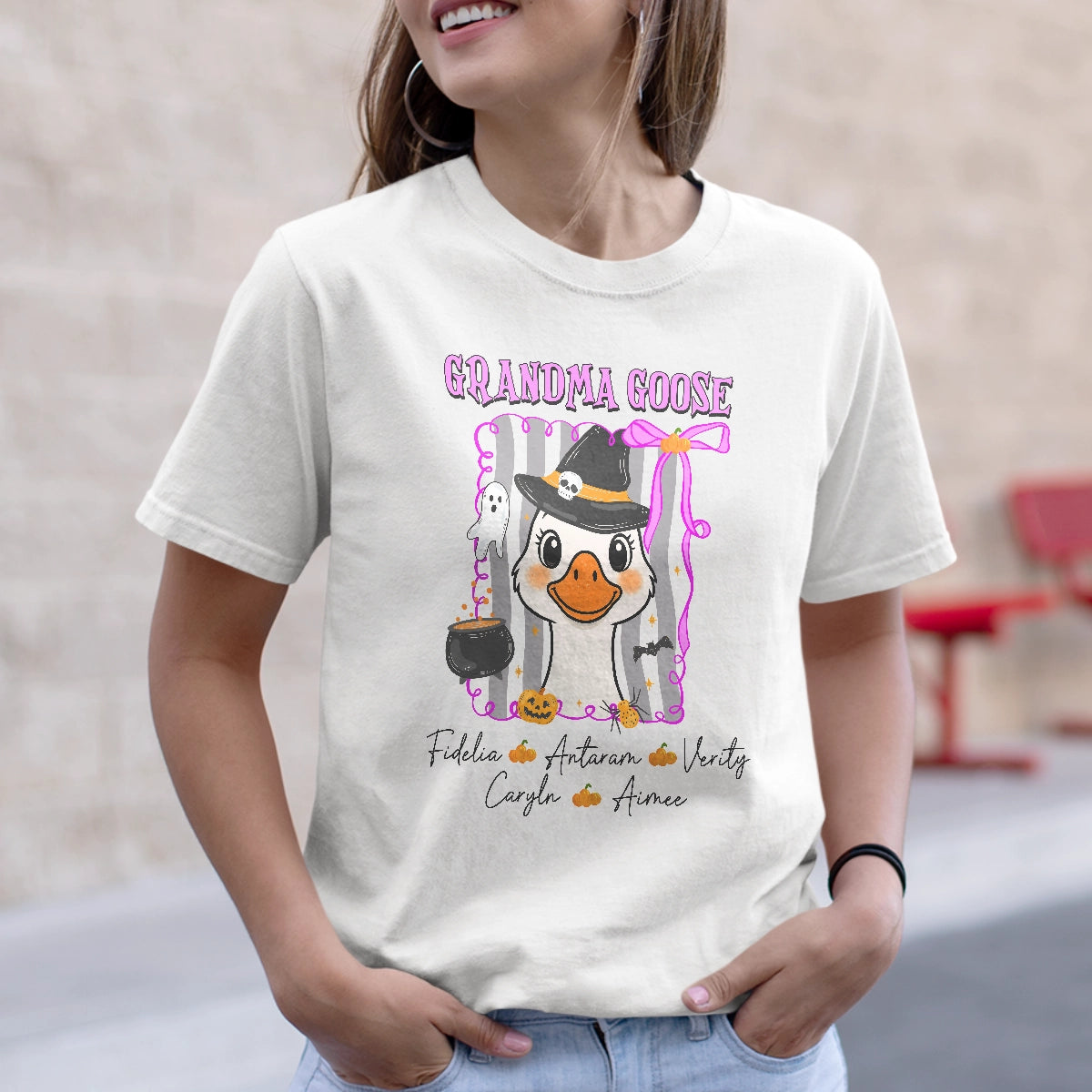 Grandma Names Gift - Silly Goose Halloween - Personalized T-Shirt