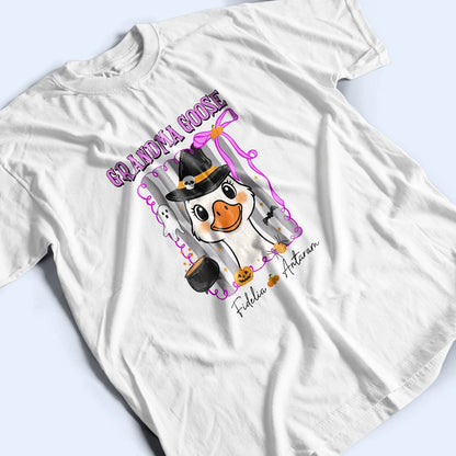 Grandma Names Gift - Silly Goose Halloween - Personalized T-Shirt