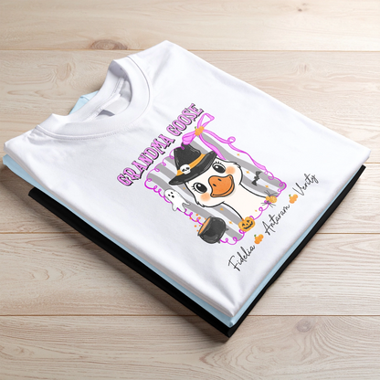 Grandma Names Gift - Silly Goose Halloween - Personalized T-Shirt