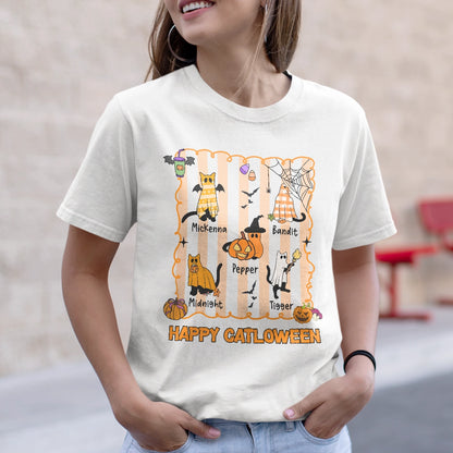 Happy Catloween - Cute Cat Ghost - Personalized T-Shirt