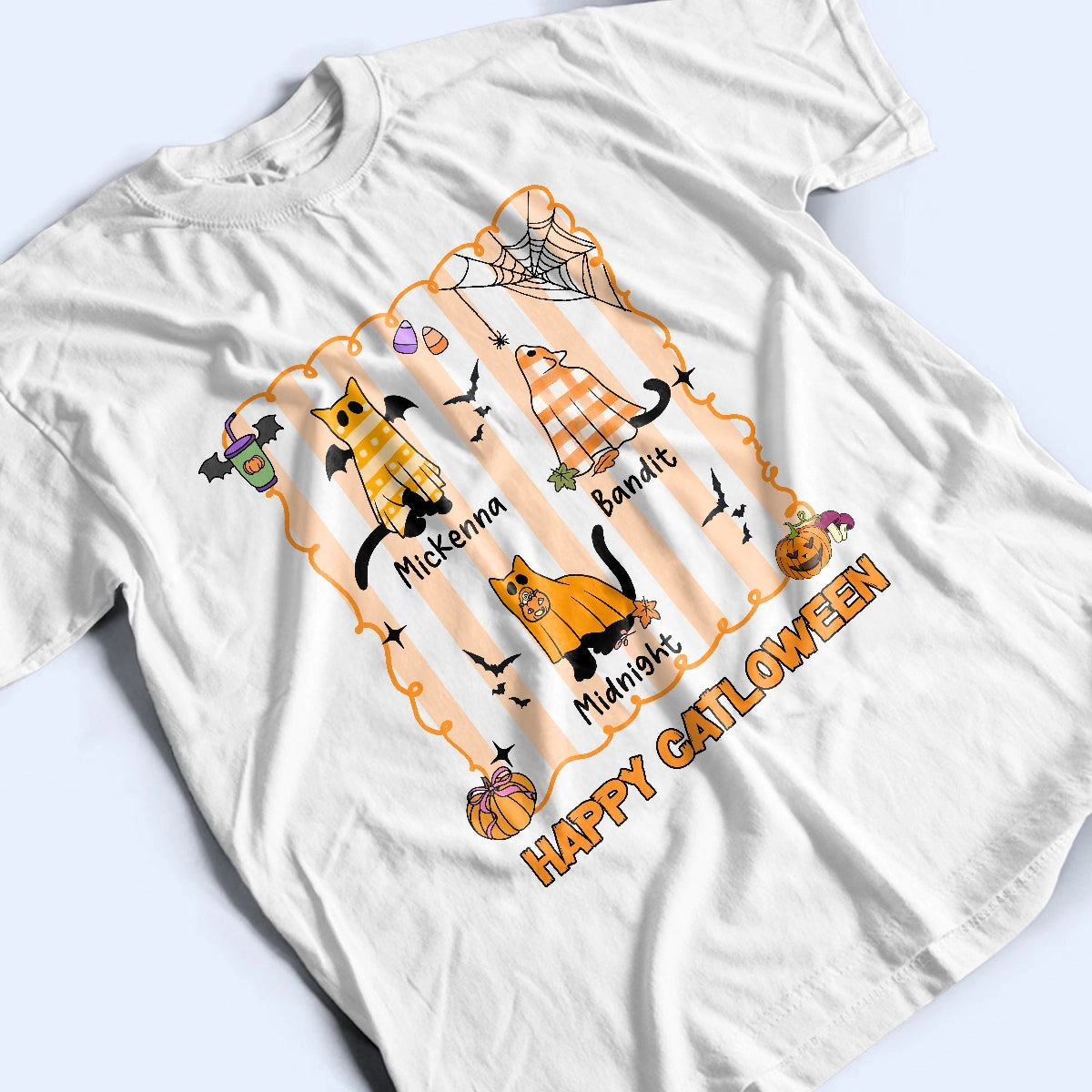 Happy Catloween - Cute Cat Ghost - Personalized T-Shirt