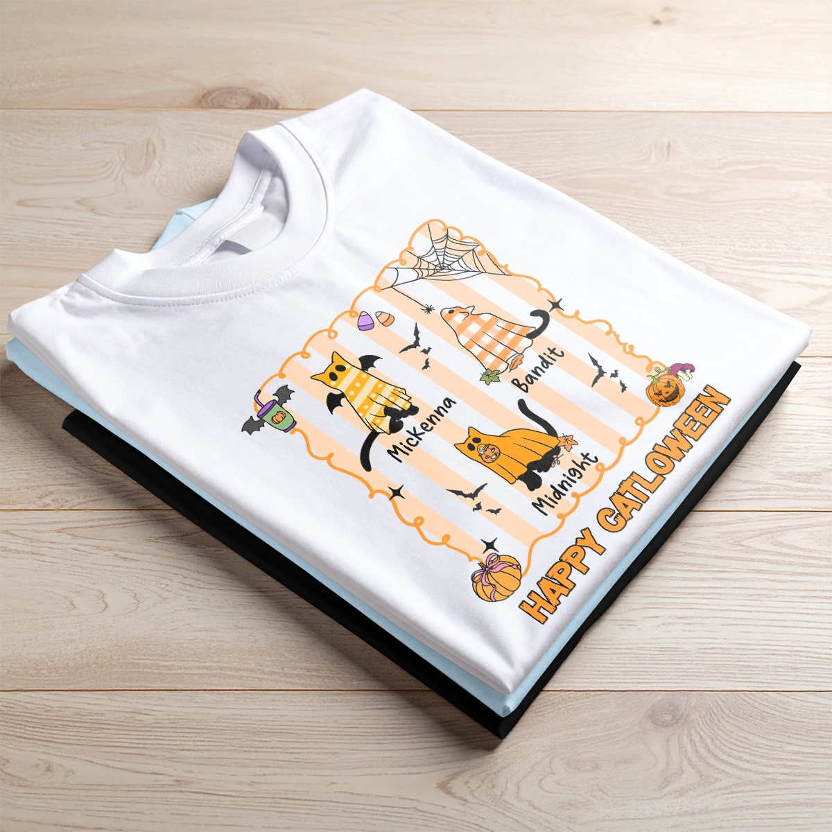 Happy Catloween - Cute Cat Ghost - Personalized T-Shirt