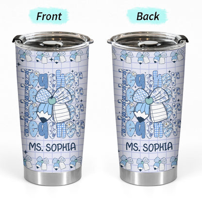 Teacher Vintage Flower With Bow - Back To School Gift for Teacher - Personalized Tumbler
