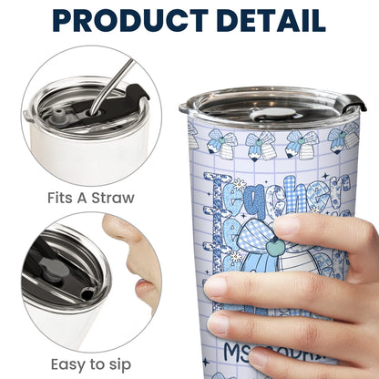 Teacher Vintage Flower With Bow - Back To School Gift for Teacher - Personalized Tumbler
