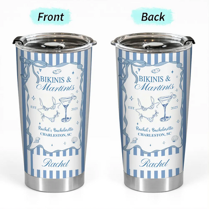 Bikinis & Martinis - Bachelorette Party Favor - Personalized Tumbler