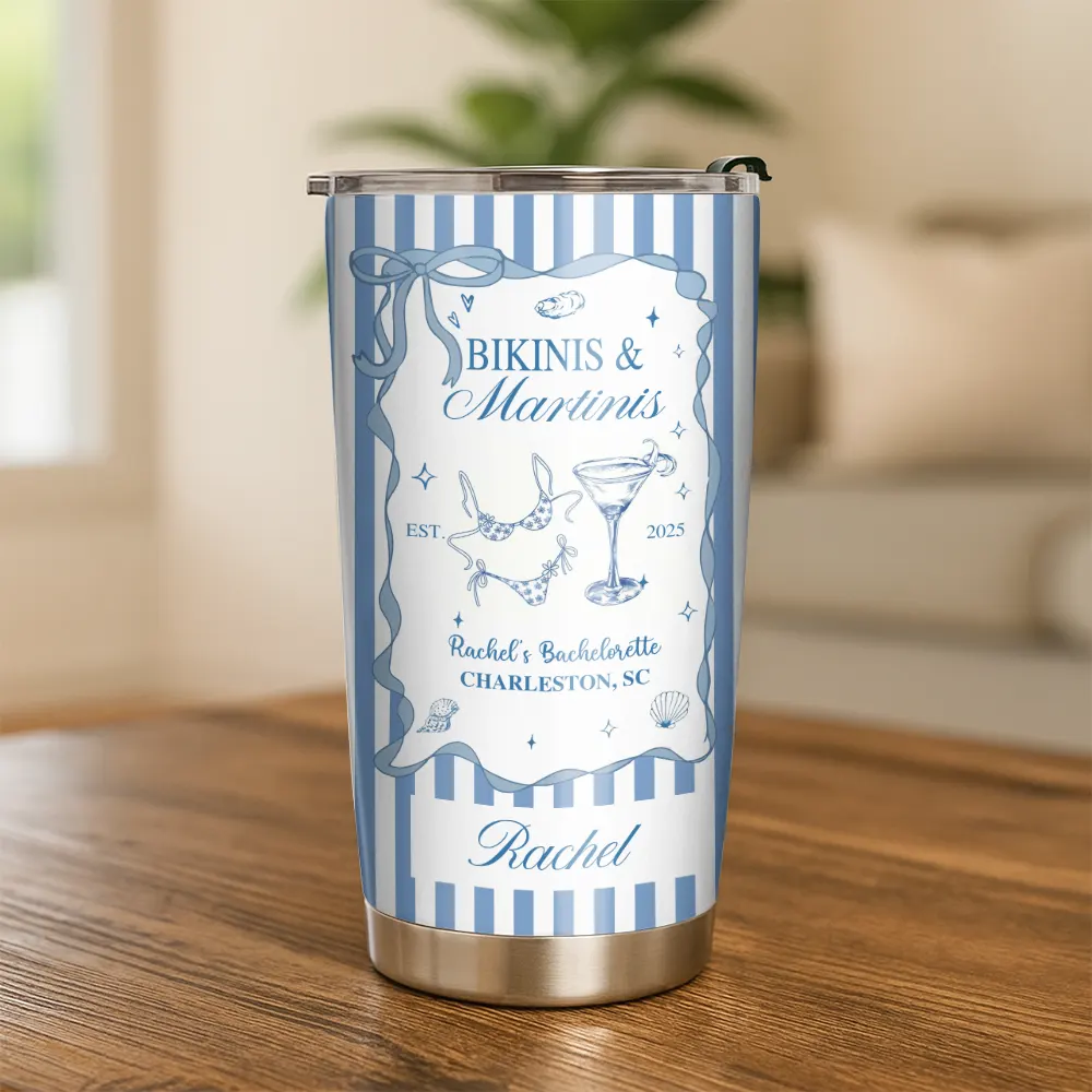 Bikinis & Martinis - Bachelorette Party Favor - Personalized Tumbler