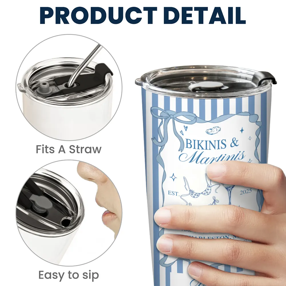 Bikinis & Martinis - Bachelorette Party Favor - Personalized Tumbler