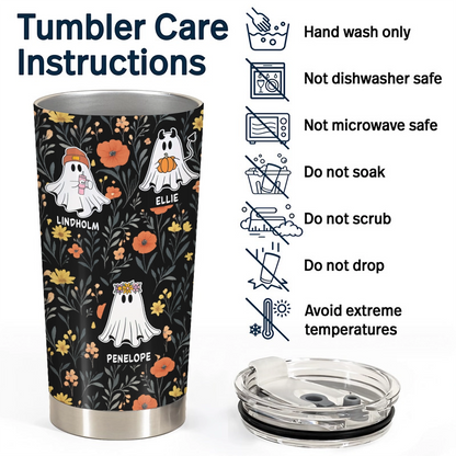 Cute Ghosts Floral - Halloween Gift For Friends - Personalized Tumbler