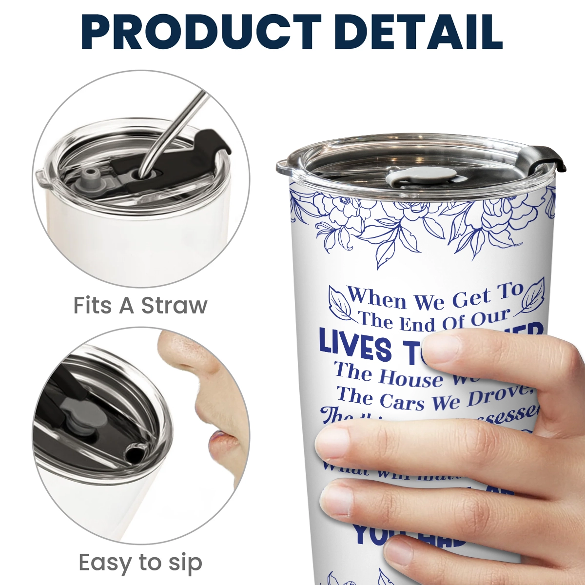 I Had You Couple - Blue Floral - Personalized Tumbler
