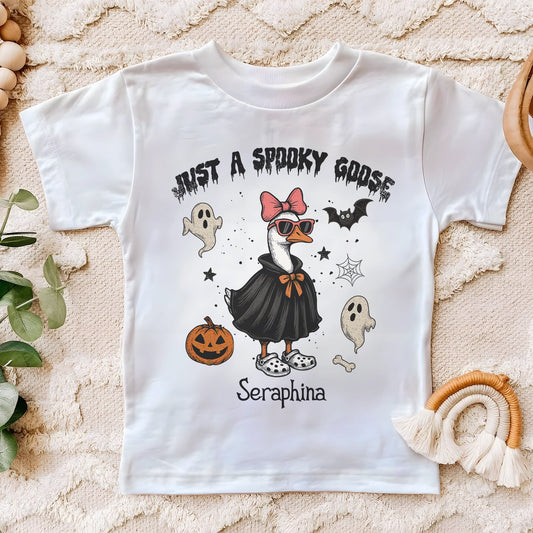 Just A Spooky Goose - Halloween Goose - Personalized Toddler T-Shirt