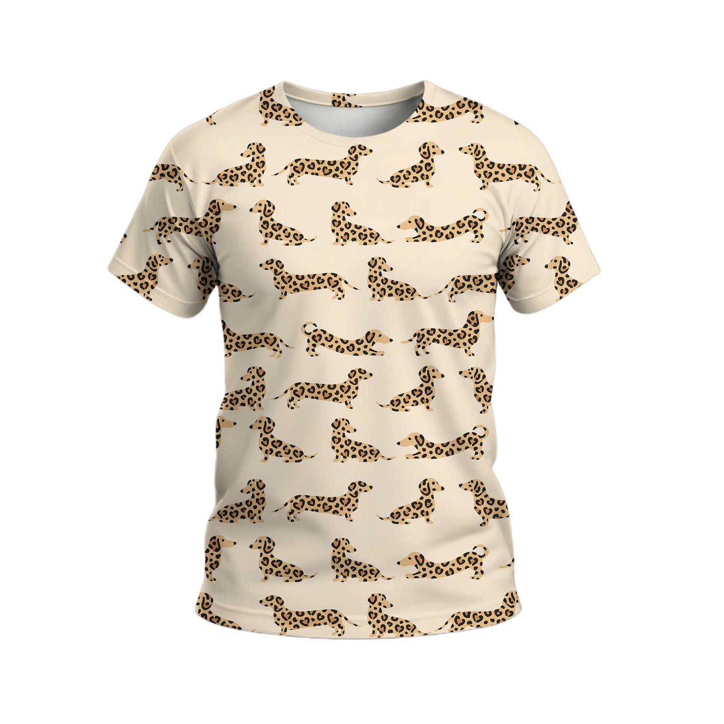Leopard Print Pattern Cozy Polo, Dachshund Sweatshirt, T Shirts For Dachshunds