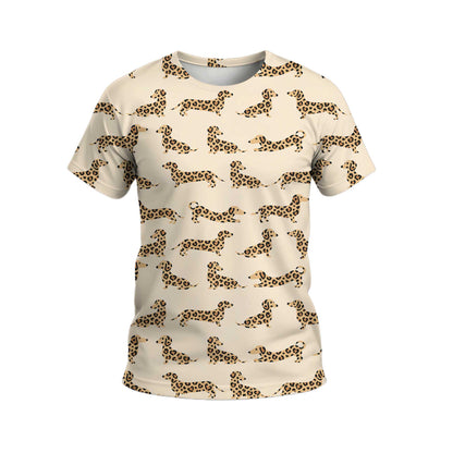 Leopard Print Pattern Cozy Polo, Dachshund Sweatshirt, T Shirts For Dachshunds