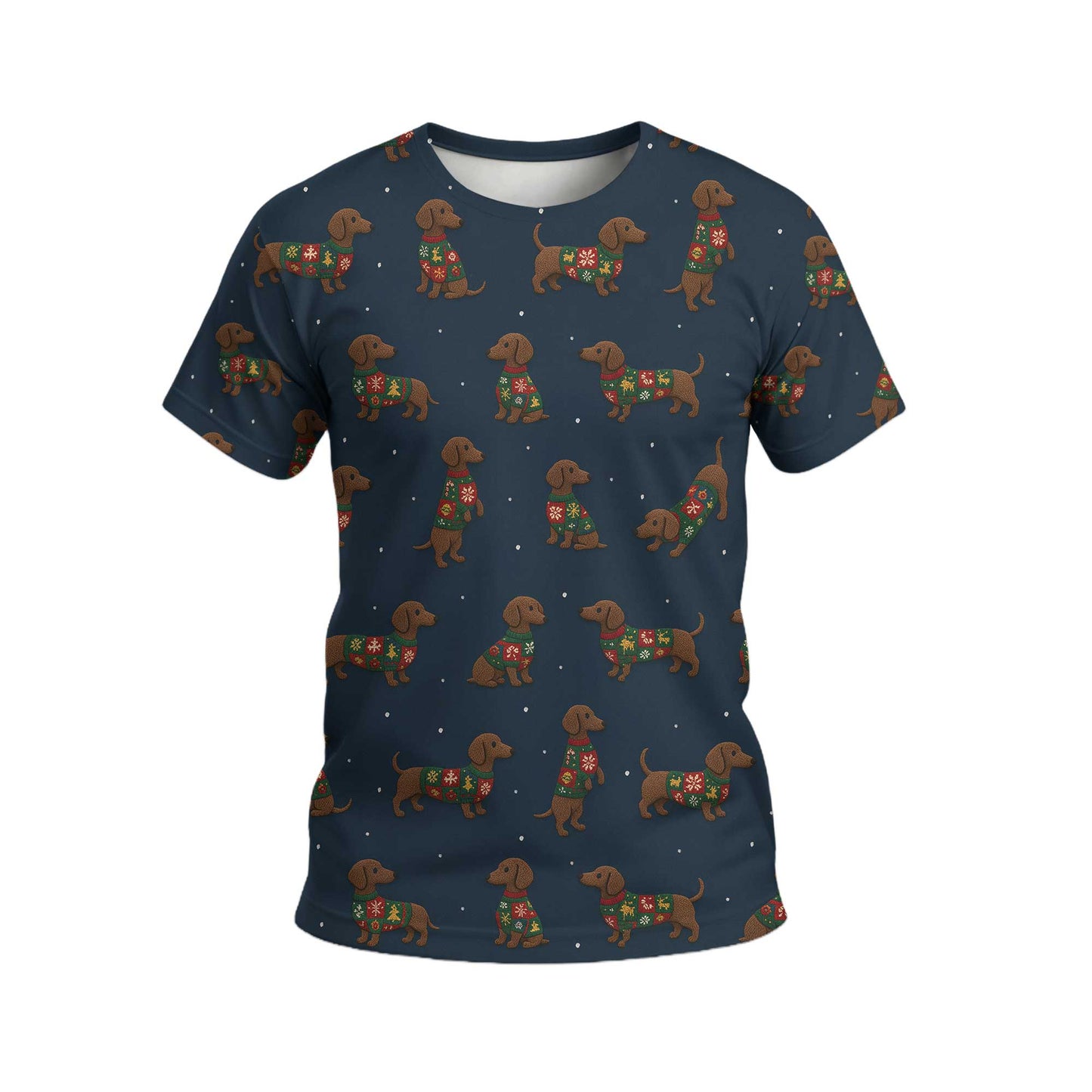Snowflake Pattern Polos Christmas, Dachshund Christmas Shirt, Weiner Dog Shirts