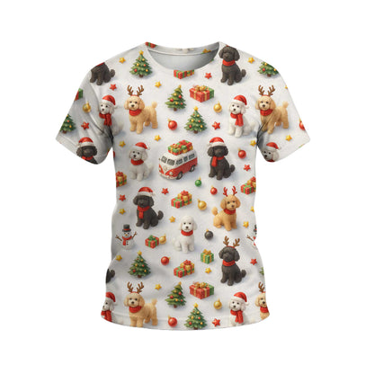 Cute Happy Poodle Pattern Polo For Christmas Season, Funny Poodle Shirt, Poodle T Shirt