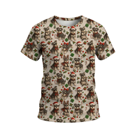 Santa Schnauzer Shirt Pattern Polo, Cute Schnauzer Christmas Shirt, Funny Holiday Schnauzer T-Shirt